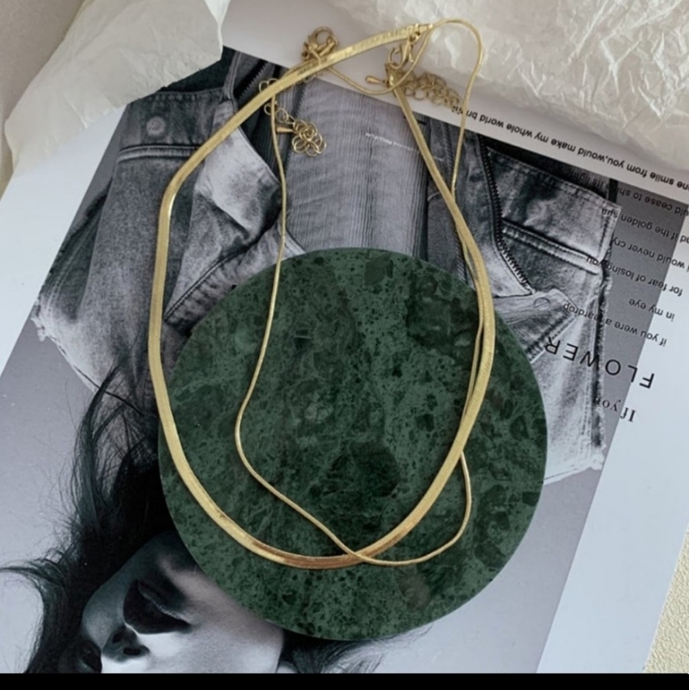 *NEW 18K Gold Double Layer Snake Chain Necklace - Picture 2 of 3